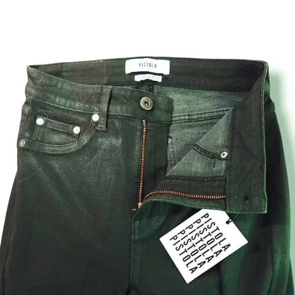 NWT Pistola Aline Coated High-Rise Skinny Ankle Jeans Sz. 27x27 Coated Forest - Picture 4 of 10